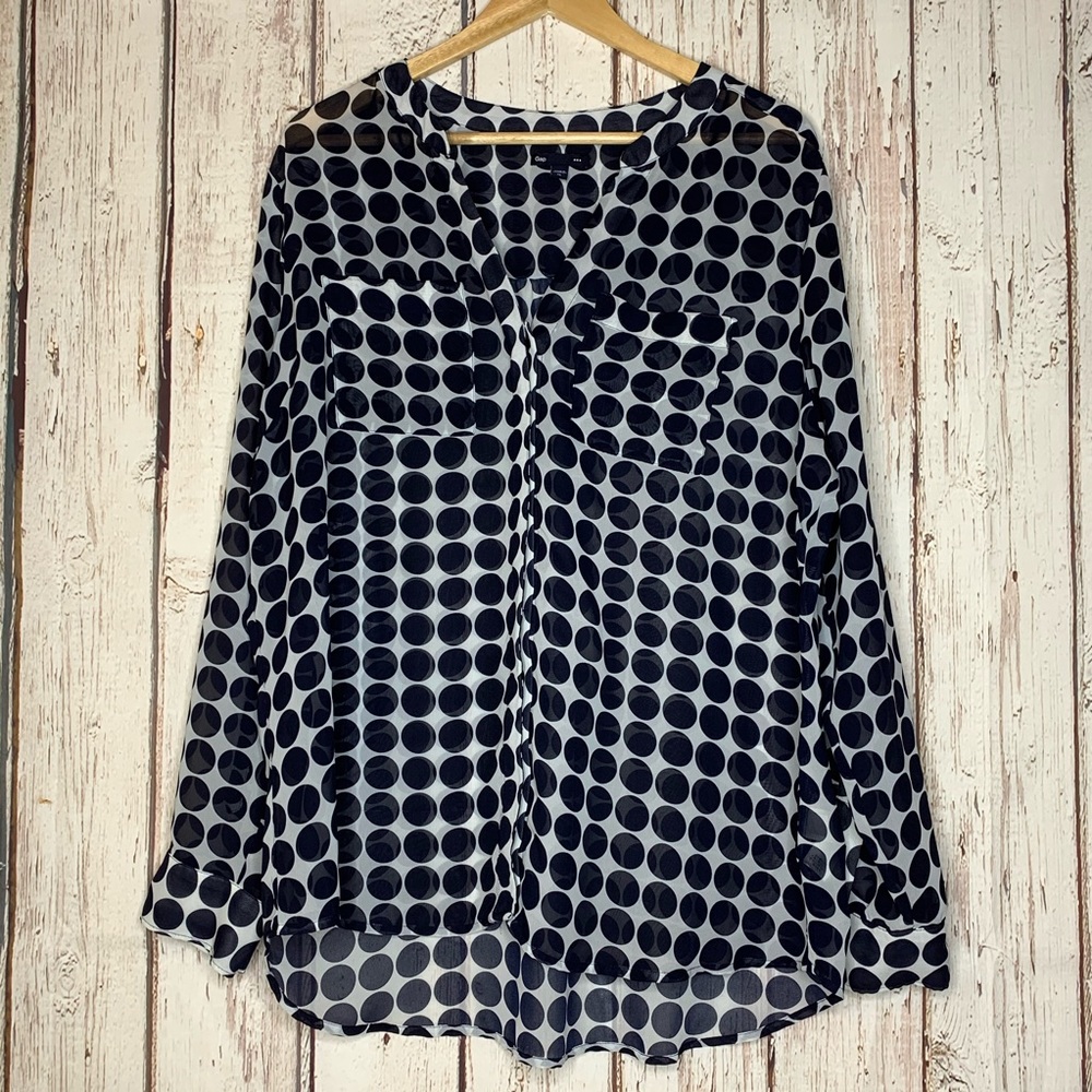 3/$25 Gap polka dot sheer long sleeve top XL